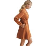 New A. Putnam Rita Dress Women's Terra Long Sleeve Mini Minimalist Golf Size XS Brown Photo 1