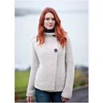 Fisherman out of Ireland merino wool gray button front wrap sweater size large Photo 1