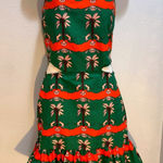 Strapless Mini Dress Cutout Green Orange Palm Novelty‎ Print Party XS Size 4 Photo 0