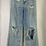 PacSun  Classic 90's Boyfriend Size 24 Blue Ripped Straight Leg Jeans Thrashed Photo 0