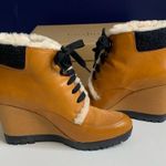 Cole Haan  Henson Fur Leather Sheepskin Wedge Boots Size 7.5 Photo 3