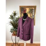 Le Suit  Women Purple Black Tweed Jacket 12 Lapel Notch Collar Pockets 3 Buttons Photo 4