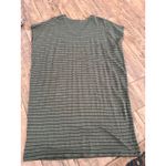 Eileen Fisher  Women's Green Stripe V-Neck Linen Jersey Dress Size Medium Photo 4