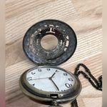 Brass Steampunk Filigree Pocket Watch and Link Chain Vintage Beautiful Photo 4