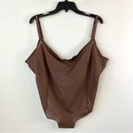 SKIMS  Sheer Sculpt Thong Bodysuit Square Neck Low Back Brown 4X Photo 2