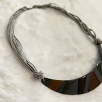 3 Vintage 90’s Necklaces: Black Glass Heart, Neutral Metal Plate, & Gray Walnut Photo 10