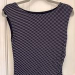 Loft  Women’s Navy & Cream Polka Dotted Dress with Ruched Side Photo 4