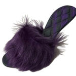 Burberry  Heeled Purple Slip on Fuzzy Sandal On Leather Sole(Size 37) Photo 0