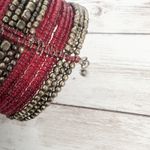 Vintage Wrap Bracelet Statement Brass Tone & Red Beads Photo 3
