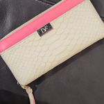 Diane Von Furstenberg  Embossed White Python Hot Pink Pop Continental Wallet Photo 0