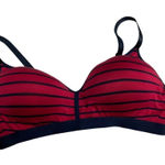 Just Be , Women’s Red and Blue Striped Bra,42C, NO WIRE, Adjustable Straps Photo 0