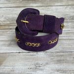 American Vintage VTG Loring & Paige Suede Belt Sz ML Purple Gold Chunky Chainlink Adjustable 80s Photo 0