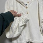 Hurley NWT Cream 1/4 Button Cinch Waist Hoodie Photo 4