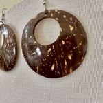 Coconut Shell large circle Earrings Brown Photo 4