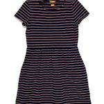 Joe Fresh Medium Striped Short Sleeve Jersey Navy Blue Mini Dress Pockets Casual Photo 0