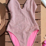 Topshop Striped High Cut One Piece Swimsuit Bathing Suit Size US 6 NEW NWT Photo 0