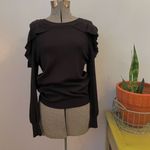 R D Style by Stitch Fix, Ruffle Shoulder Feminine Black Sweater Photo 3