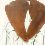 Staud Mint Green Fir Collar Belted Puff Sleeve Trench Coat Removable Collar Size L Photo 1