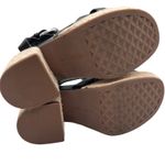 Aerosoles Espadrille Sandals Womens 5 Black Leather Platform Wedge Chunky Photo 9