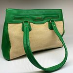 Olivia and Joy Green Leather Canvas Handbag Photo 0