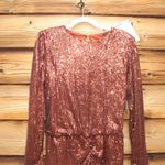 Retrofete Size L Sequin Long Sleeve Mini Dress Brown Size L Photo 5