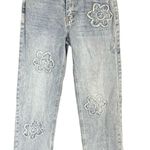 Angel Kiss  Flower Embroidered Wide Leg Boyfriend Denim Jeans Size 5 (27) Photo 0