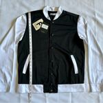 F & A Womens Black & White Long Sleeve Button Front Varsity Jacket Size Small Photo 3
