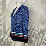 Maje Cristen Blouse Top Blue Printed Geometric Photo 6
