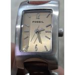 Fossil ES1117 Rectangle Gold Tone Face Brown Leather Link Watch Women Photo 1