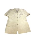 Chaus Silk Jacket Size 16 Vintage Y2K Sand Neutral Short Sleeve Blazer City Chic Photo 5
