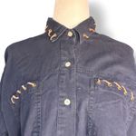 Vintage Black Lace Up Western Shirt Women’s Small Cotton Button Down Ranch Top Photo 1