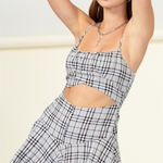 HYFVE ‎ Black White Plaid Short Romper Exposed Midrif Size Small NWT Photo 0
