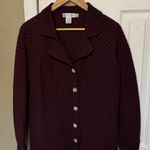 Tweeds Rich Burgundy Textured 50% Lambswool Cardigan Brown Size XL Photo 0