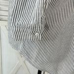 14th & Union ‎ Striped Button Back Off The Shoulder Shirt Grey White Medium Photo 5