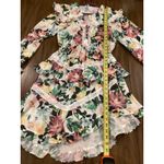 For Love & Lemons  Bailey Floral Asymmetrical long sleeve ruffle mini Dress S Photo 4