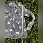 Macaron 100% Cotton Oversized Button Up Denim Jacket Sz Small Blue Photo 6