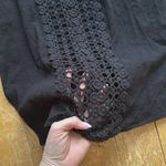 Black Crochet Trim Tunic Top Swim Coverup Medium Photo 3