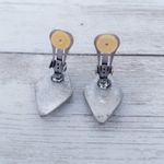 Vintage Clip On Earrings Dark Grey/Black Diamond Shape Photo 7