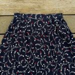 Vintage Navy Blue w/ Red/White Floral Cricket Lane Chiffon Midi Skirt Size L Photo 1