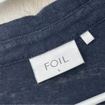 Foil Linen Shirt popover womens Navy Blue (large) preppy casual contemporary Photo 1