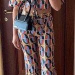 ZARA  Printed V-Neck Linen Crop Top Multi Color Size S NEW Photo 0