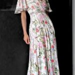 Mac Duggal  Dress 9079 Floral Print Faux Wrap Flutter Sleeve A-Line Gown Size 4 Photo 1