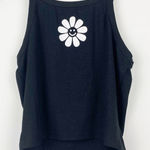 Princess Polly NWT  Black Blooming Graphic Cropped Tank Top Ribbed US 8 Small‎ XS Photo 0