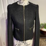 Carmen Marc Valvo Wool Tweed Textured Zip Winter Work Crop Jacket Photo 3