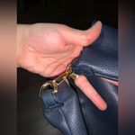 Rare Nora Lozza leather Italian quite luxury handbag navy tan boho classic $680 Blue Photo 2