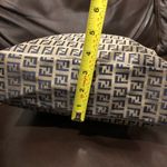 Fendi Zucca Navy Blue Leather and Grey Monogram Canvas Shoulder Bag COA Photo 14