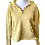 SO  Light Butter Pastel Yellow Boxy Cropped Quarter Zip Hoodie Sweatshirt Large Photo 0