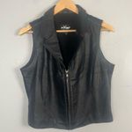 wilson's leather Maxima Vintage Wilsons Biker Leather Motorcycle Black Zip Up Vest Sz Large Photo 0