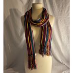 Boho Rainbow Knit Fringe Wool Blend Striped Knitting Inn One Size Purple Photo 3