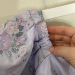 EXPRESS New  Floral Puff Sleeve Ruched Cropped Top in pale lavender size M Photo 7